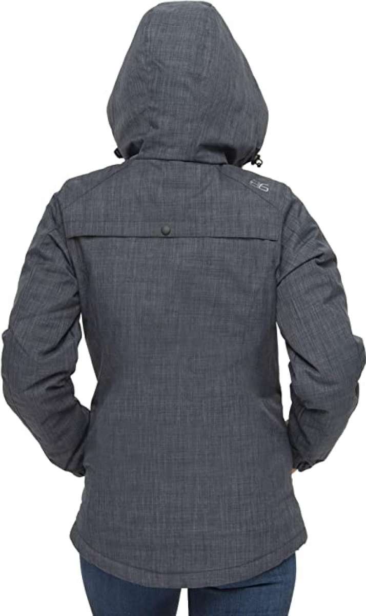 Arctix Women's Daybreak Insulated Jacket 2023 - A dark grey jacket with a hood, featuring a zippered front and two pockets on either side.