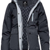 Arctix Women's Daybreak Insulated Jacket 2023 - A dark gray jacket with a quilted pattern on the front and back, featuring a hood and zippered pockets.