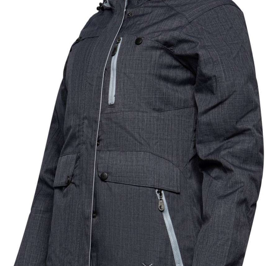 Arctix Women's Daybreak Insulated Jacket 2023 - A dark gray jacket with a subtle grid pattern and two zippered pockets on the front.
