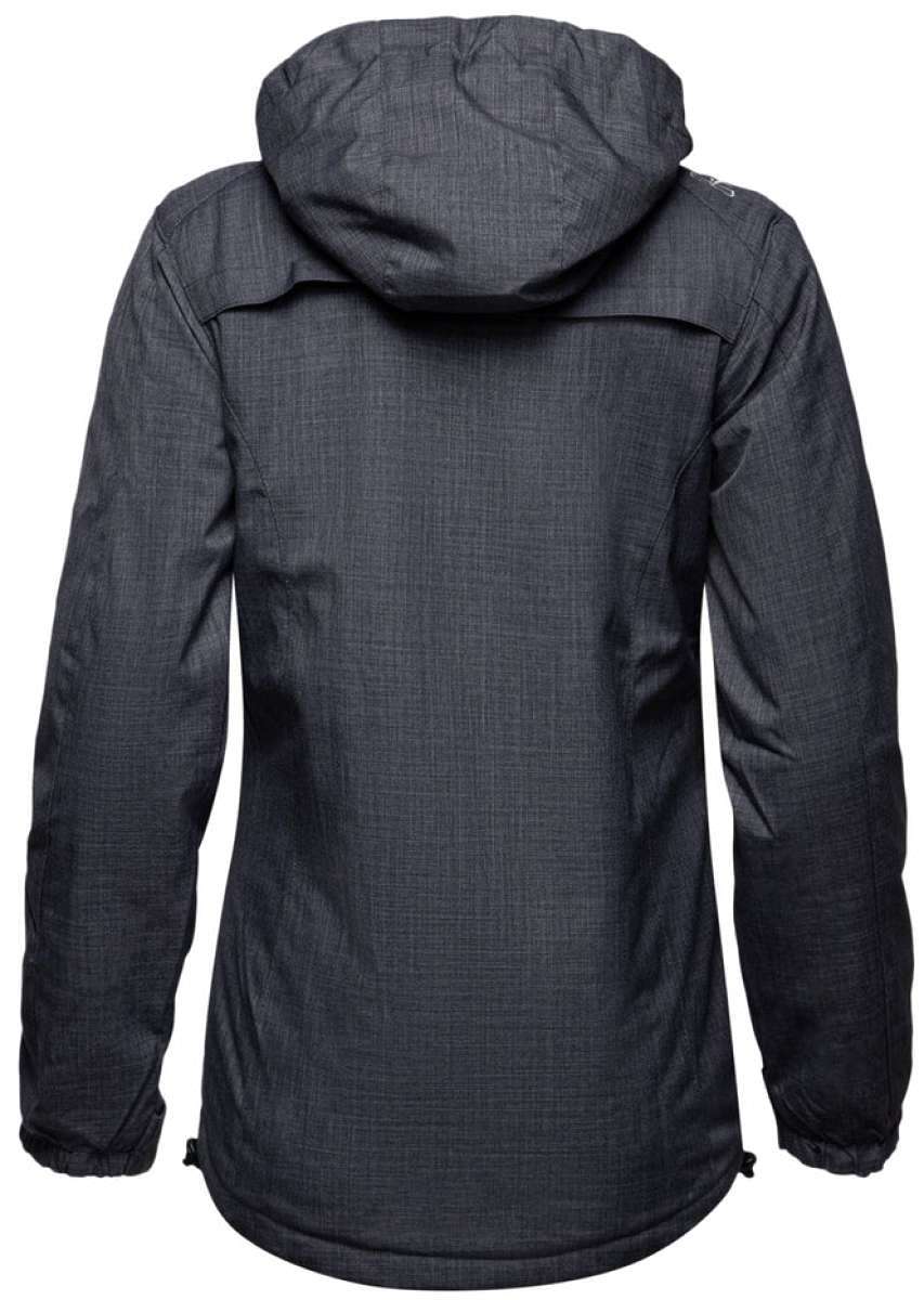 Arctix Women's Daybreak Insulated Jacket 2023 - A dark gray jacket with a hood, featuring a subtle grid pattern and zippered pockets on both sides.