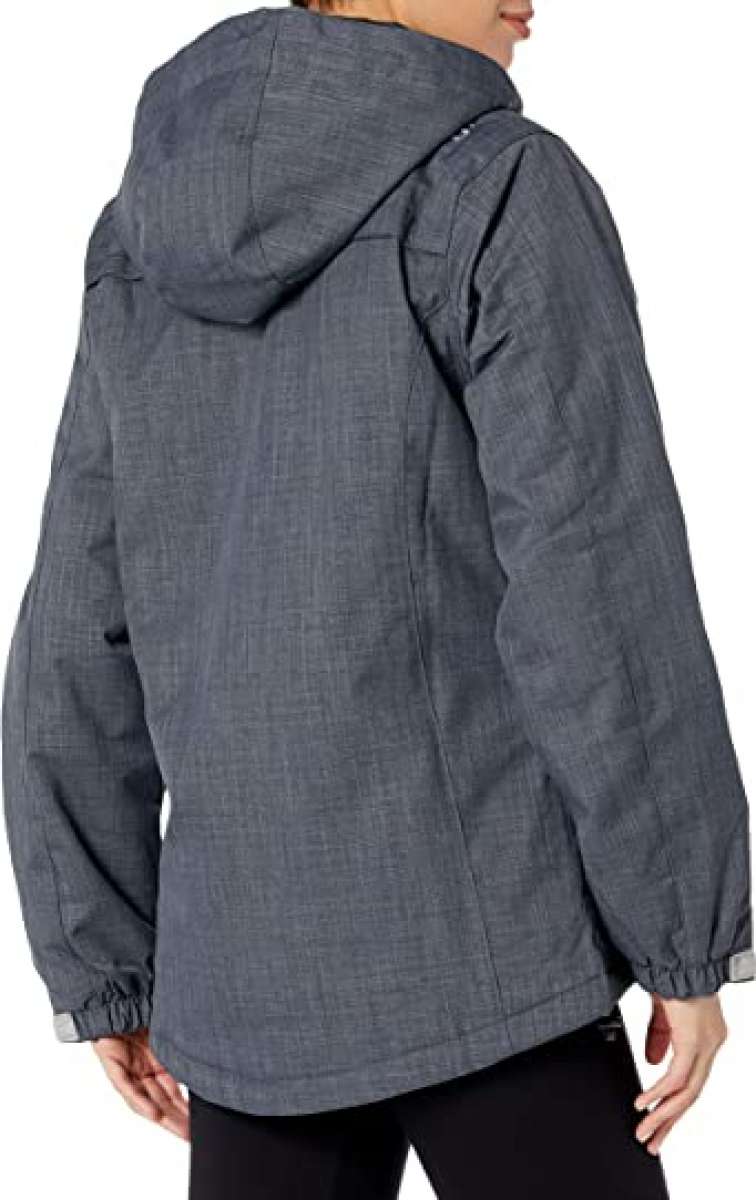 Arctix Women's Daybreak Insulated Jacket - A dark gray jacket with a hood, featuring two zippered pockets on either side and a white zipper running down the front.