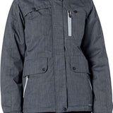 Arctix Women's Daybreak Insulated Jacket - A dark grey jacket with a hood, featuring two zippered pockets and one flap pocket on the front.
