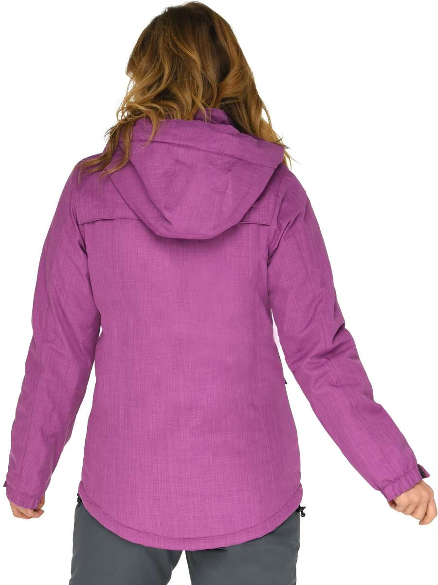 Arctix Women's Daybreak Insulated Jacket 2023 - A purple jacket with a hood, worn by a woman with long brown hair, facing away from the camera.
