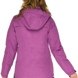 Arctix Women's Daybreak Insulated Jacket 2023 - A purple jacket with a hood, worn by a woman with long brown hair, facing away from the camera.