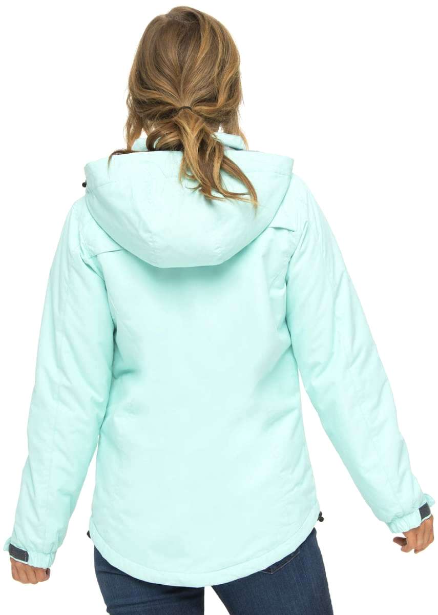 Arctix Women's Daybreak Insulated Jacket 2023 - A light blue jacket with a hood, worn by a woman facing away from the camera.