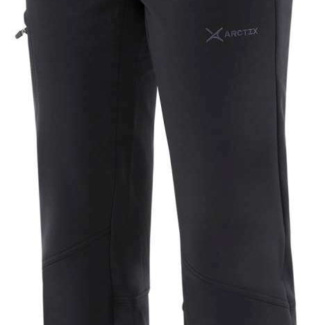 Arctix Women's Sarah Softshell Pant 2022 - A pair of black softshell pants with a subtle white logo on the left thigh.
