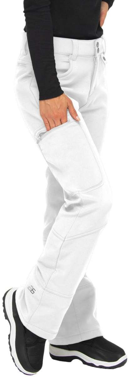 Arctix Ladies Sarah Softshell Pant - White snow pants with zippered pockets and belt loops.
