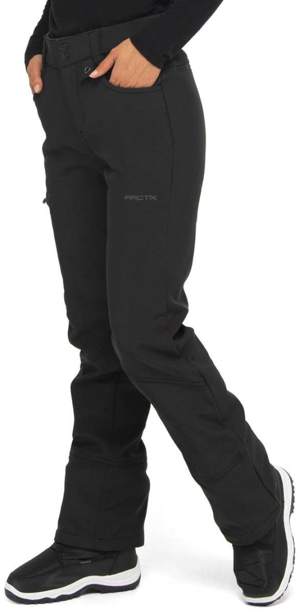 Arctix Ladies Sarah Softshell Pant 2023 - Black pants with a subtle logo on the left leg.