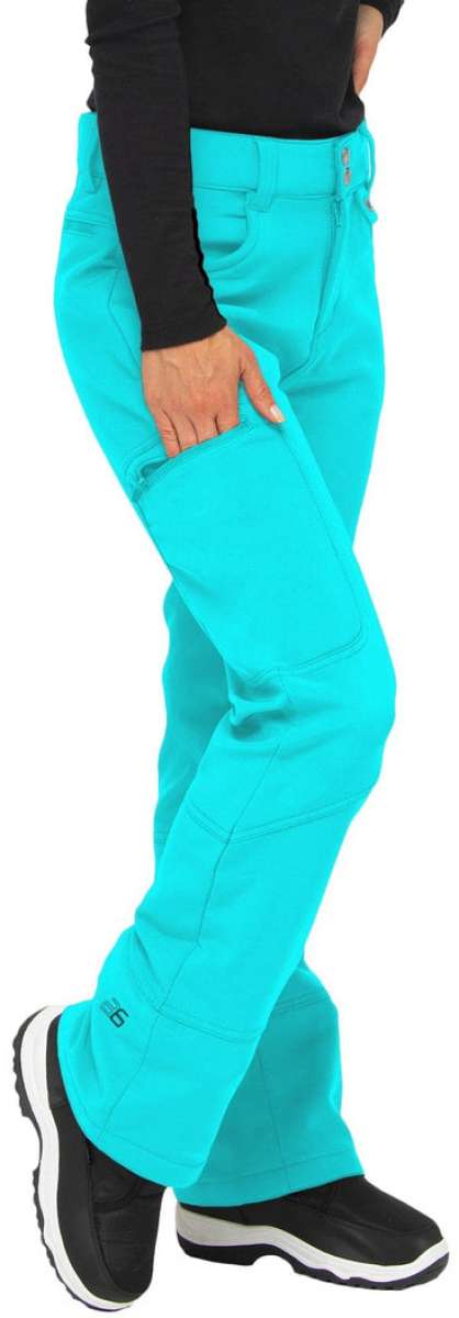 Arctix Ladies Sarah Softshell Pant - Solid turquoise snow pants with zippered pockets and belt loops.