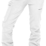 Arctix Ladies Sarah Softshell Pant 2023 - A pair of white snow pants with a small black logo on the left leg, featuring two pockets and a belt loop.