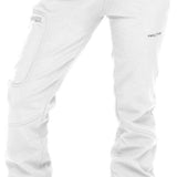 Arctix Ladies Sarah Softshell Pant 2023 - A pair of white snow pants with a small black logo on the left leg, featuring two pockets and a belt loop.