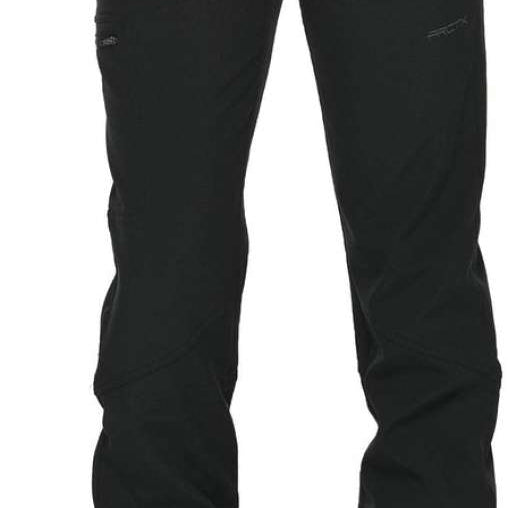 Arctix Ladies Sarah Softshell Pant - Black pants with two zippered pockets on the side and a small logo embroidered near the bottom of one leg.