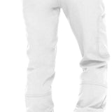 Arctix Ladies Sarah Softshell Pant 2023 - A pair of white snow pants with a subtle pattern on the left leg, featuring two zippered pockets and a belt loop at the back.