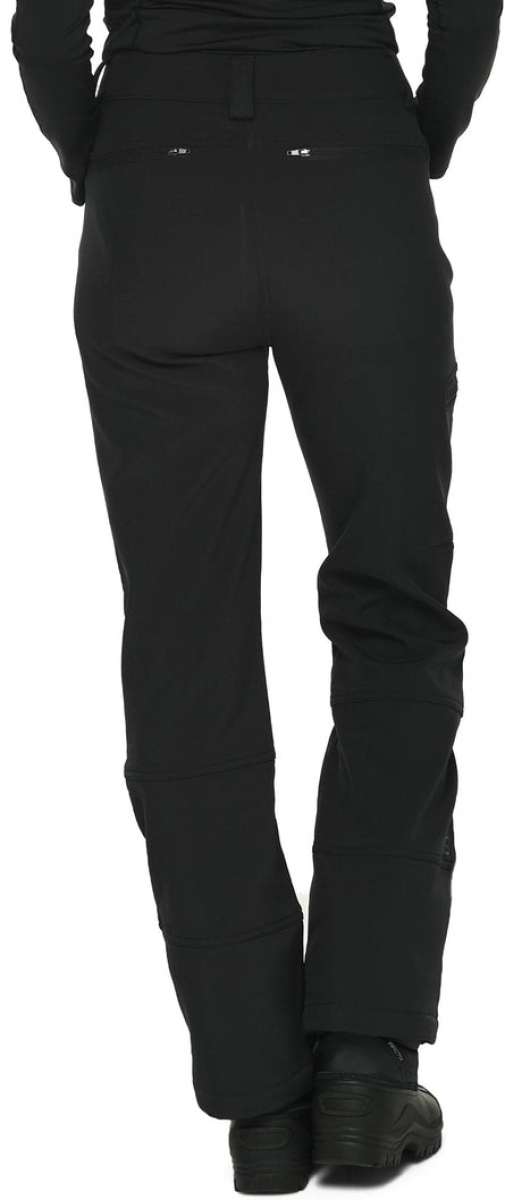 Arctix Ladies Sarah Softshell Pant - Black pants with two zippered pockets on the back, one on each side.