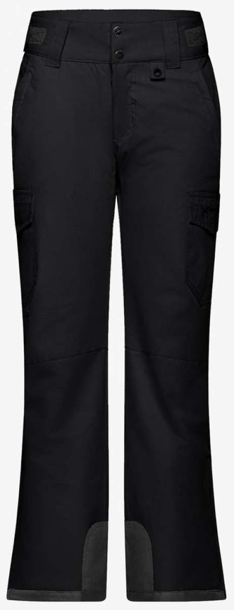 Arctix Women's Snowsports Cargo Pants 2023 - Pair of black snow pants with cargo pockets on each thigh and a button fly.