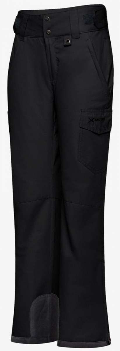 Arctix Women's Snowsports Cargo Pants 2023 - Pair of black snow sports cargo pants with zippered pockets and a belt loop.