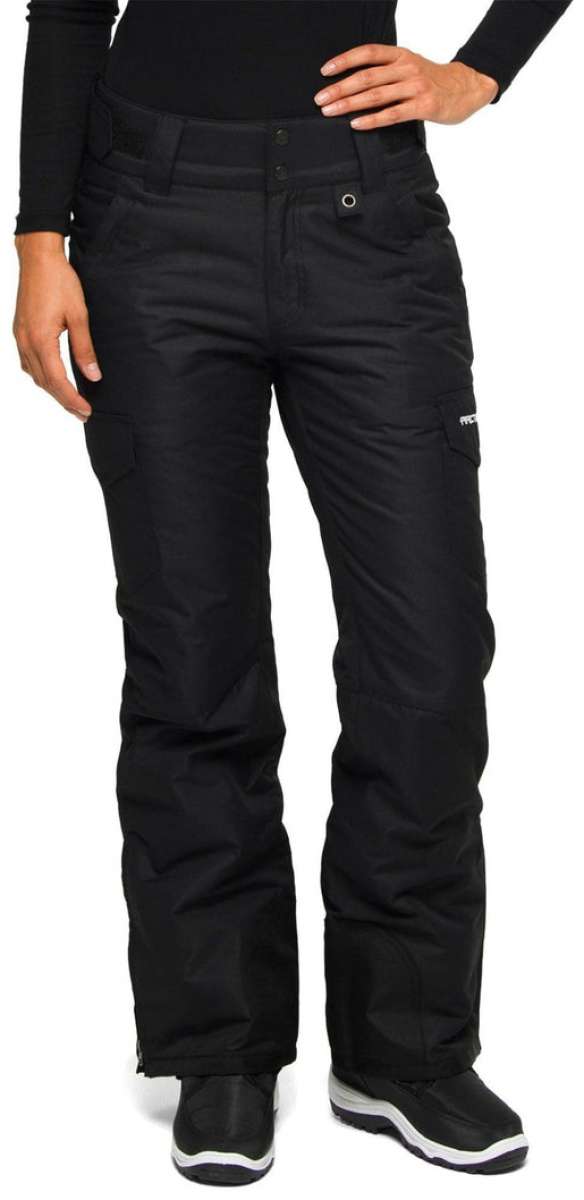 Arctix Women's Snowsports Cargo Pants 2023 - Black snowsport pants with zippered cargo pockets on each thigh.