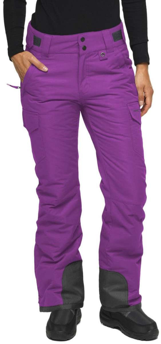 Arctix Women's Snowsports Cargo Pants 2023 - Solid purple pants with two black square patches on the back pockets.