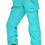 Arctix Women's Snowsports Cargo Pants 2023 - A pair of women's snow sports cargo pants in a solid teal color with two front pockets and one back pocket.