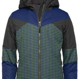 Arctix Boys Ronan Insulated Jacket - A blue and green patterned jacket with a hood, featuring a zipper down the front.