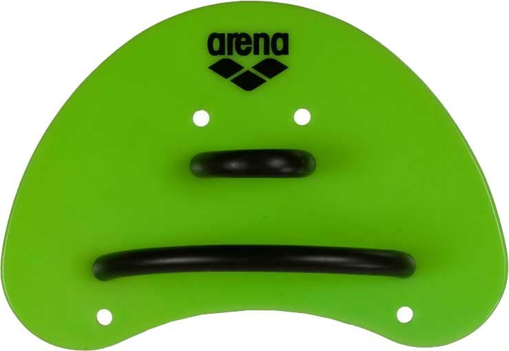 Arena Elite Swim Finger Paddle - A green swim paddle with a black finger grip on top.