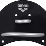 Arena Elite Swim Finger Paddle - A black finger paddle with a textured grip on the handle and two long, thin blades extending from either side of the handle.