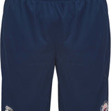 Arena Men's X-Long Bermuda Shorts 2014 - A pair of navy blue men's bermuda shorts with a white logo on the left leg.