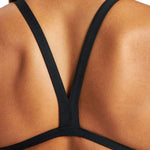 Arena Women's Puzzled Light Drop Back One Piece Swimsuit - A black one-piece swimsuit with a light drop back design and a puzzling pattern on the front.