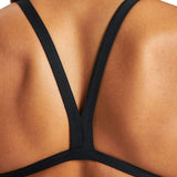 Arena Women's Puzzled Light Drop Back One Piece Swimsuit - A black one-piece swimsuit with a light drop back design and a puzzling pattern on the front.