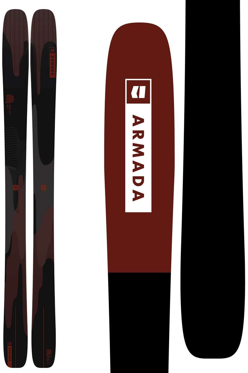 Armada Declivity 88 C Skis 2024 - A pair of black skis with a red logo and white lettering on top.