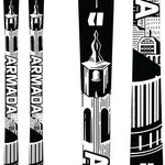 Armada Edollo Skis 2024 - Black skis with white lettering and graphics, featuring a building design on top.