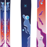 Armada Women's ARW 94 Skis 2024 - A pair of skis with a dark blue top and purple bottom, featuring a distinctive abstract design in light blue and white.