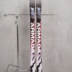 Armada Women's ARW 94 Skis 2024 - Black skis with white and red lettering, featuring a woman in action on the top of each ski.