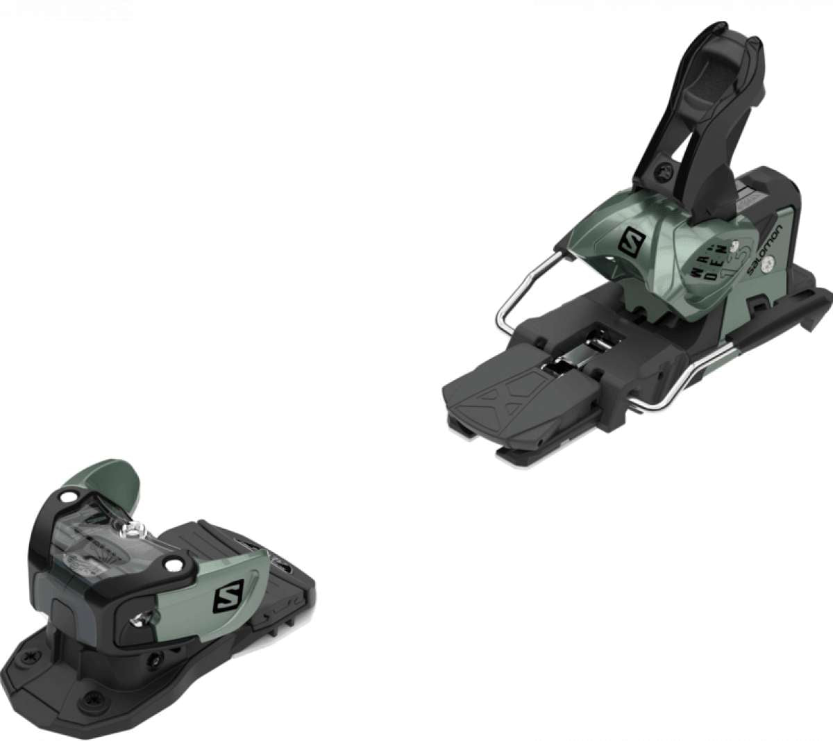 Armada Warden MNC 13 Ski Binding - A black ski binding with a silver metal lever and a small, round silver screw on top.