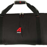 Athalon Expanding Double Ski Pad Bag 2023 - Black bag with gray straps and buckles, featuring a red logo on the front.