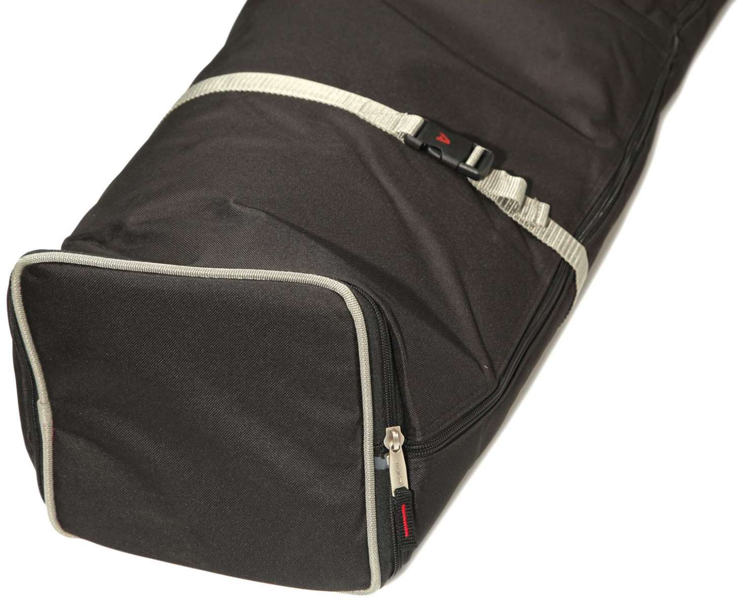 Athalon Expanding Double Ski Pad Bag - This bag is black with a white zipper and has two straps on top.