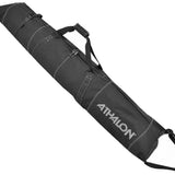 Athalon Non-Padded Ski Bag - A black ski bag with a zippered top and two handles, featuring white stitching on the seams.