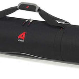 Athalon Single Ski Padded Ski Bag - Black padded bag with red logo and white lettering on top, featuring a handle at one end and a zippered opening.