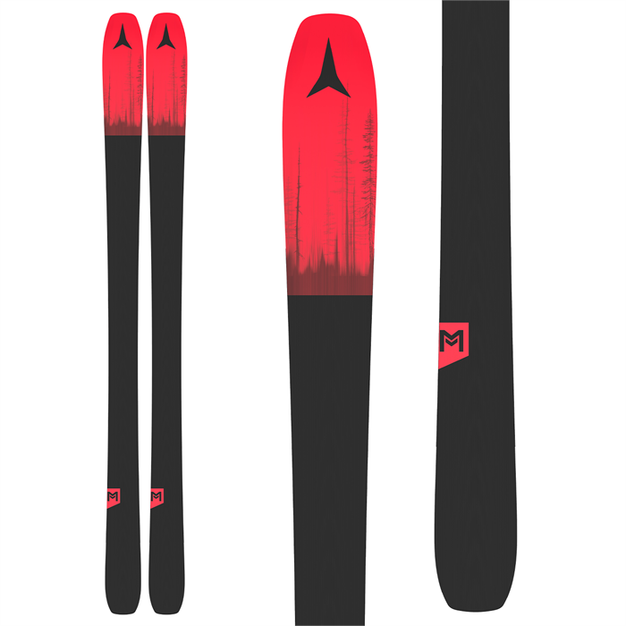 Atomic Maverick 88 TI Ski 2022 - A black ski with a red top and Atomic logo in black at the tip.