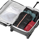 Atomic Cabin Trolly Bag 2022-2023 - Black wheeled suitcase with retractable handle and zippered pockets on front.