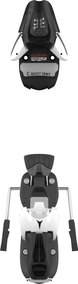 Atomic Colt 5 Junior Ski Bindings 2022-2023 - Black bindings with silver hardware and white accents on a light gray background.