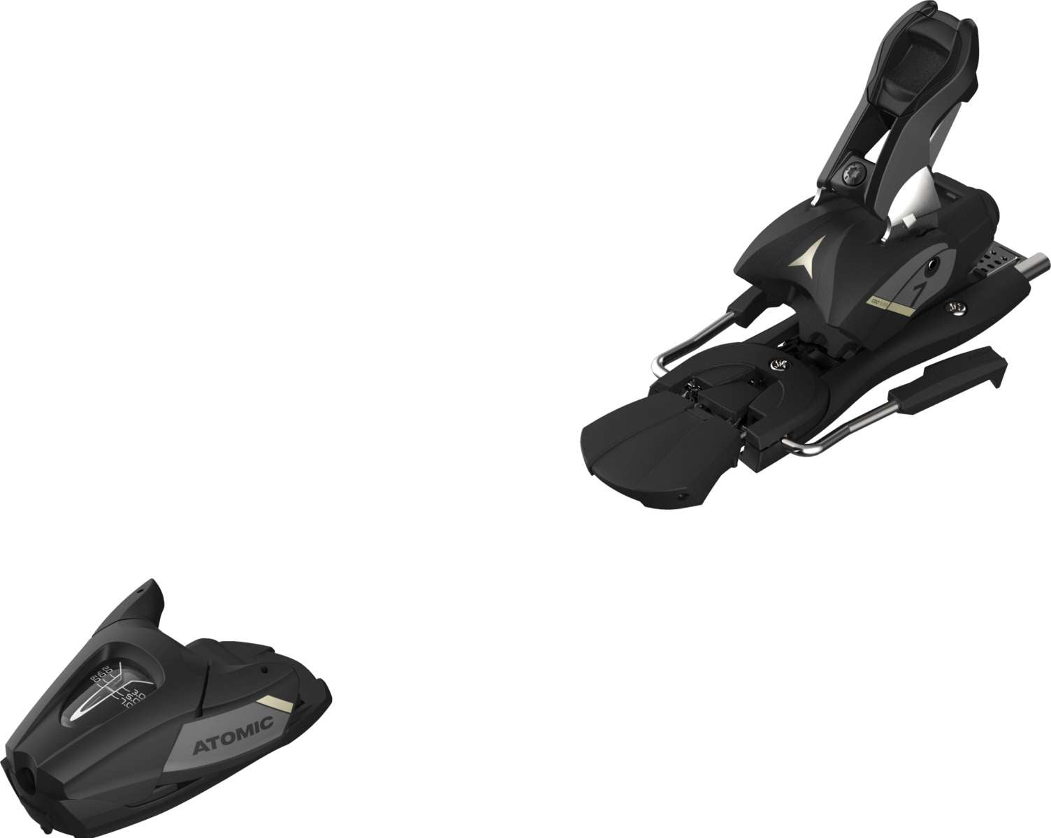 Atomic Colt 7 Junior Ski Binding 2022-2023 - Black ski binding with white logo on top and silver screws.