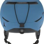 Atomic Four Amid Helmet 2024 - A matte blue helmet with a black chin strap and a small logo on the left side.