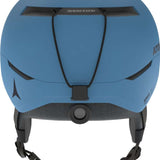 Atomic Four Amid Helmet 2024 - A matte blue helmet with a black chin strap and a small logo on the left side.