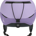 Atomic Four Amid Helmet 2024 - A light purple helmet with a black chin strap and white logo on the side.