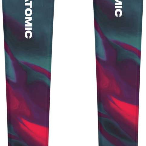 Atomic Girls Maven System Ski With C5 Ski Bindings 2022-2023 - A blue ski with a white logo and black bindings.