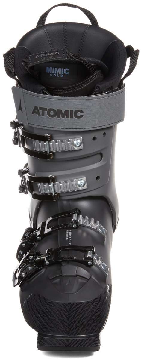 Atomic Hawx Prime 110 S Ski Boots 2024 - Black ski boots with silver buckles and straps, featuring a textured pattern on the toe box.
