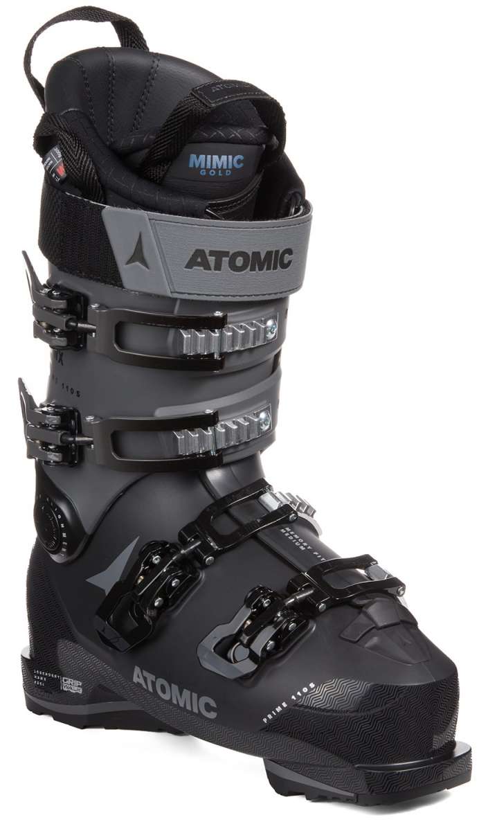 Atomic Hawx Prime 110 S Ski Boots 2024 - Black ski boots with a sleek, modern design and silver buckles.