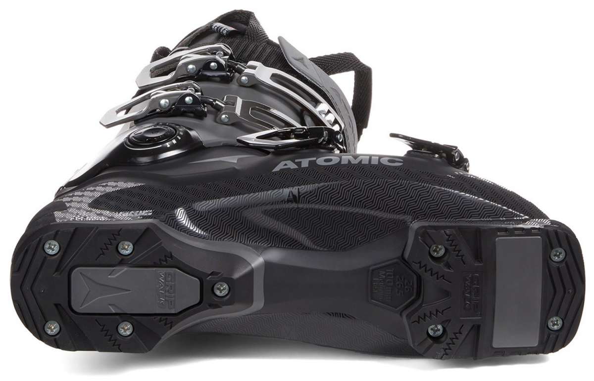 Atomic Hawx Prime 110 S Ski Boots 2024 - Black ski boots with silver buckles and straps.
