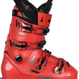 Atomic Hawx Prime 120 S Ski Boot 2023 - A red ski boot with a black strap and buckle, featuring a silver logo on the side.